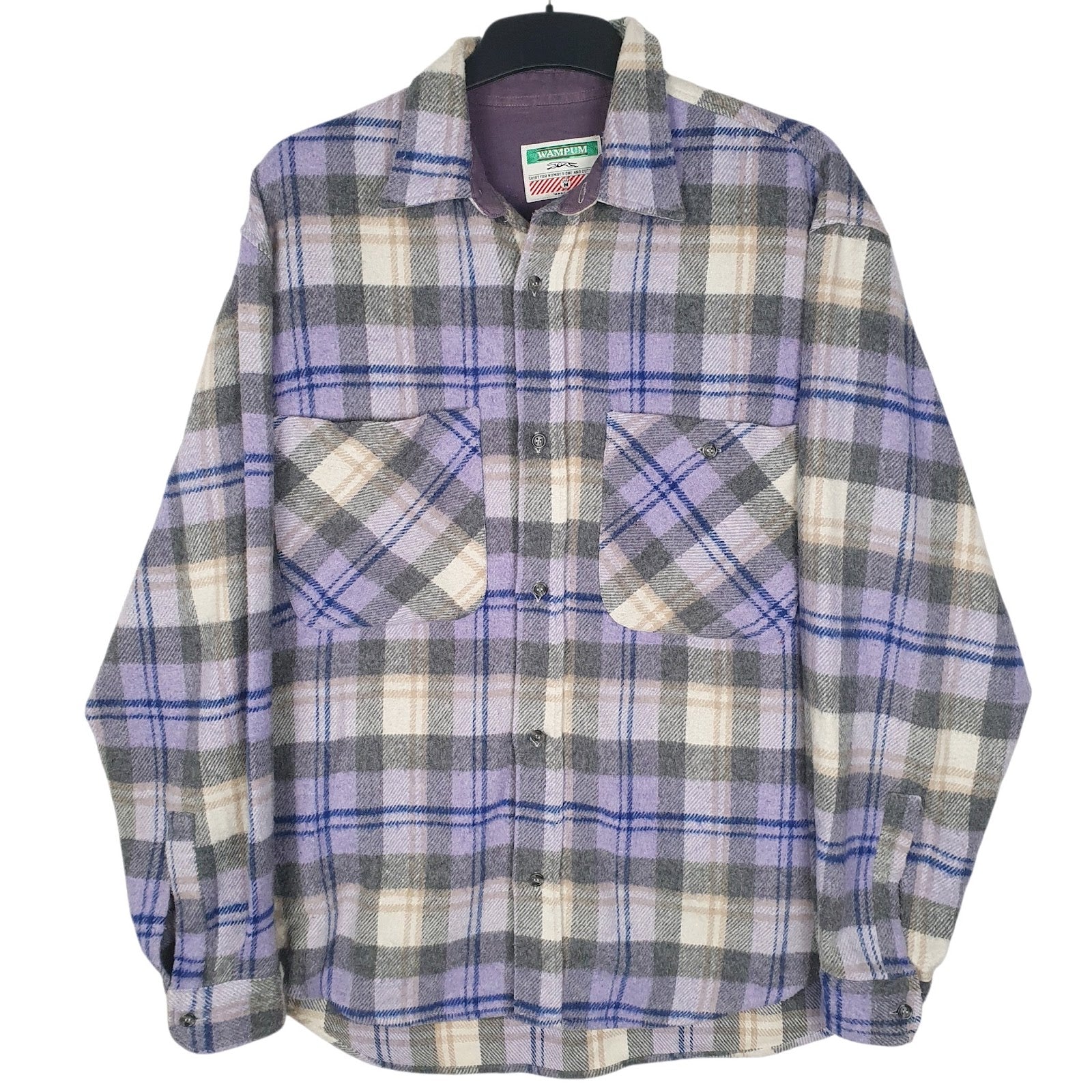 Mens Purple Wampum Vintage Made In Italy Long Sleeve Shirt