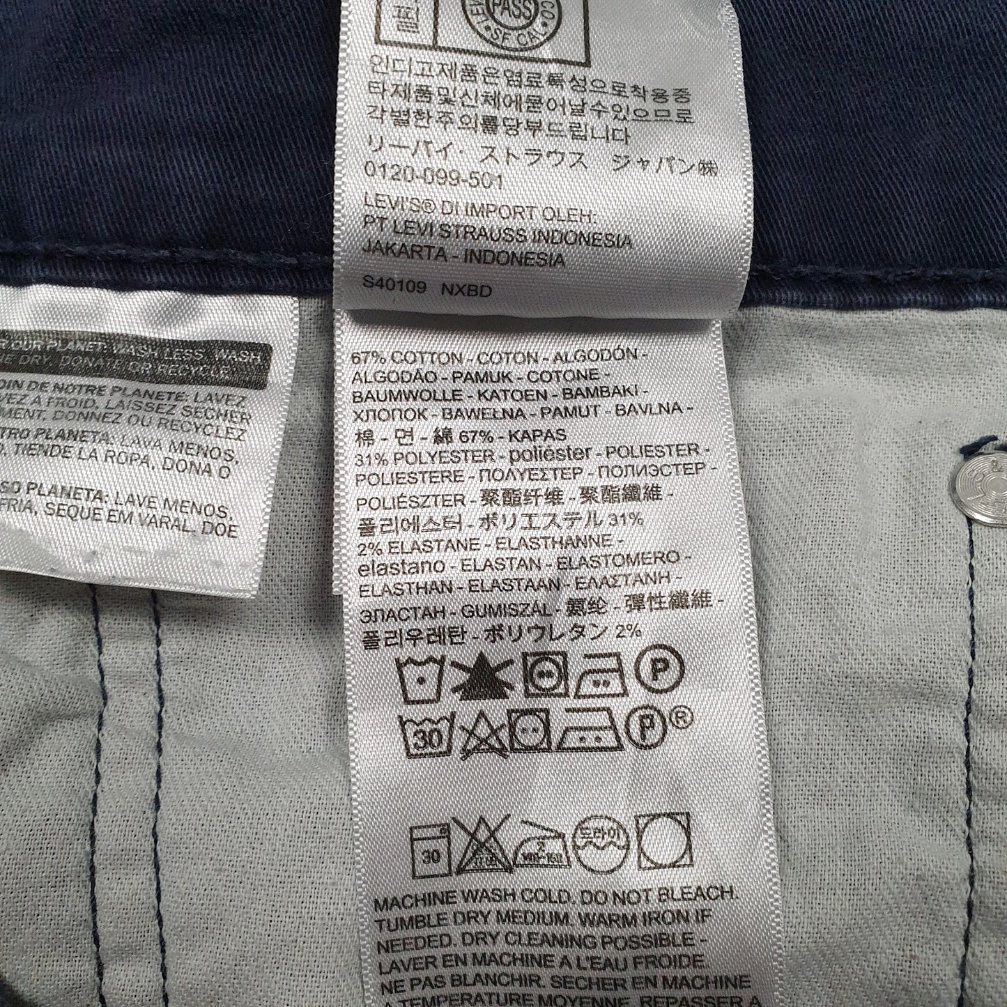 Mens Navy Levis 511  Trousers