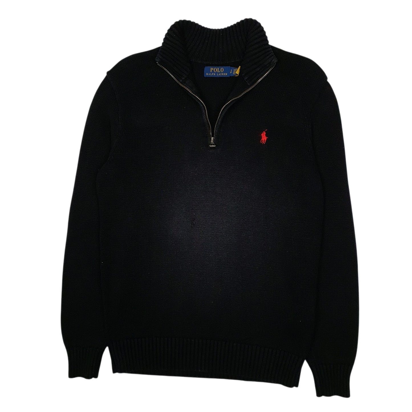 Mens Black Polo Ralph Lauren Knit Quarter Zip Jumper