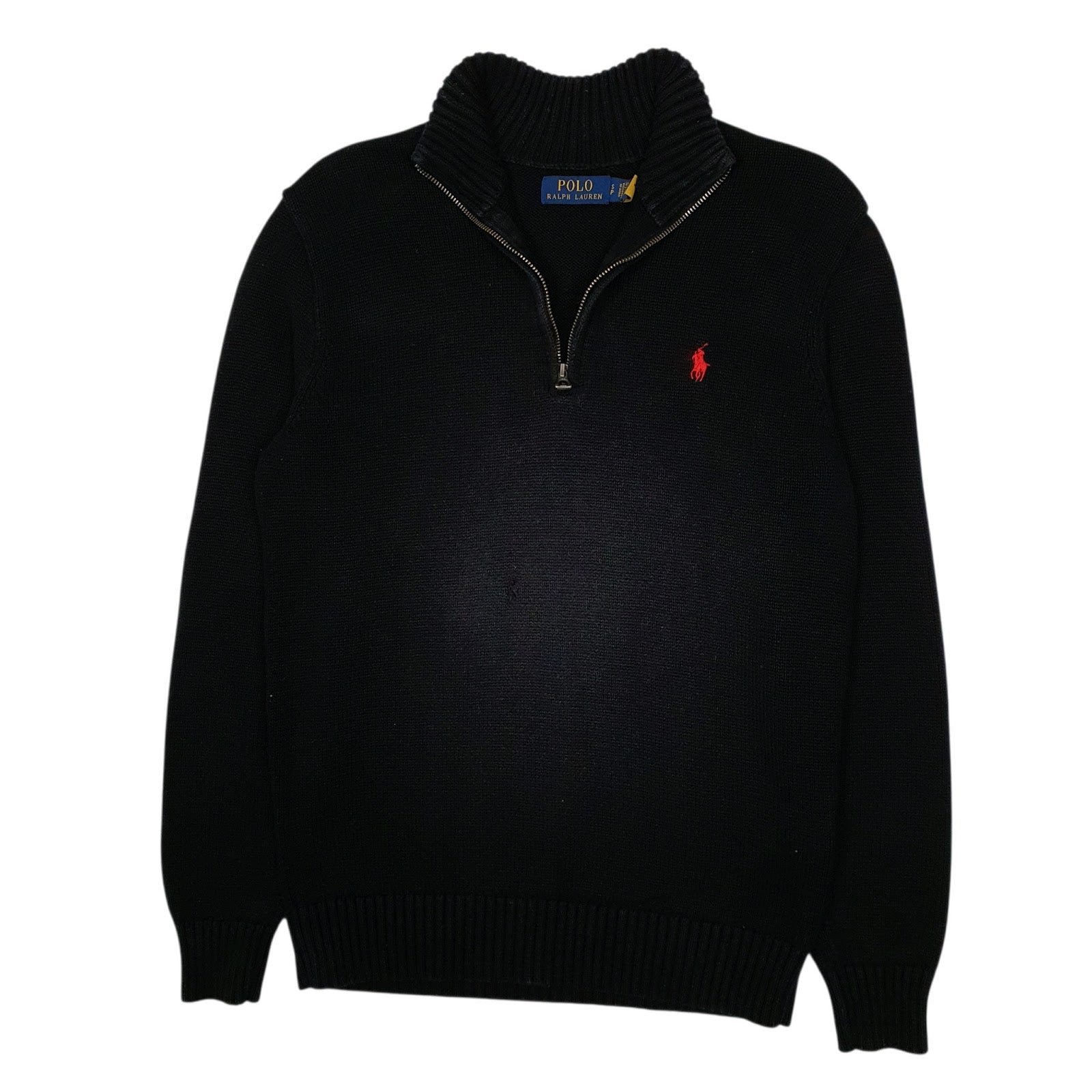 Mens Black Polo Ralph Lauren Knit Quarter Zip Jumper