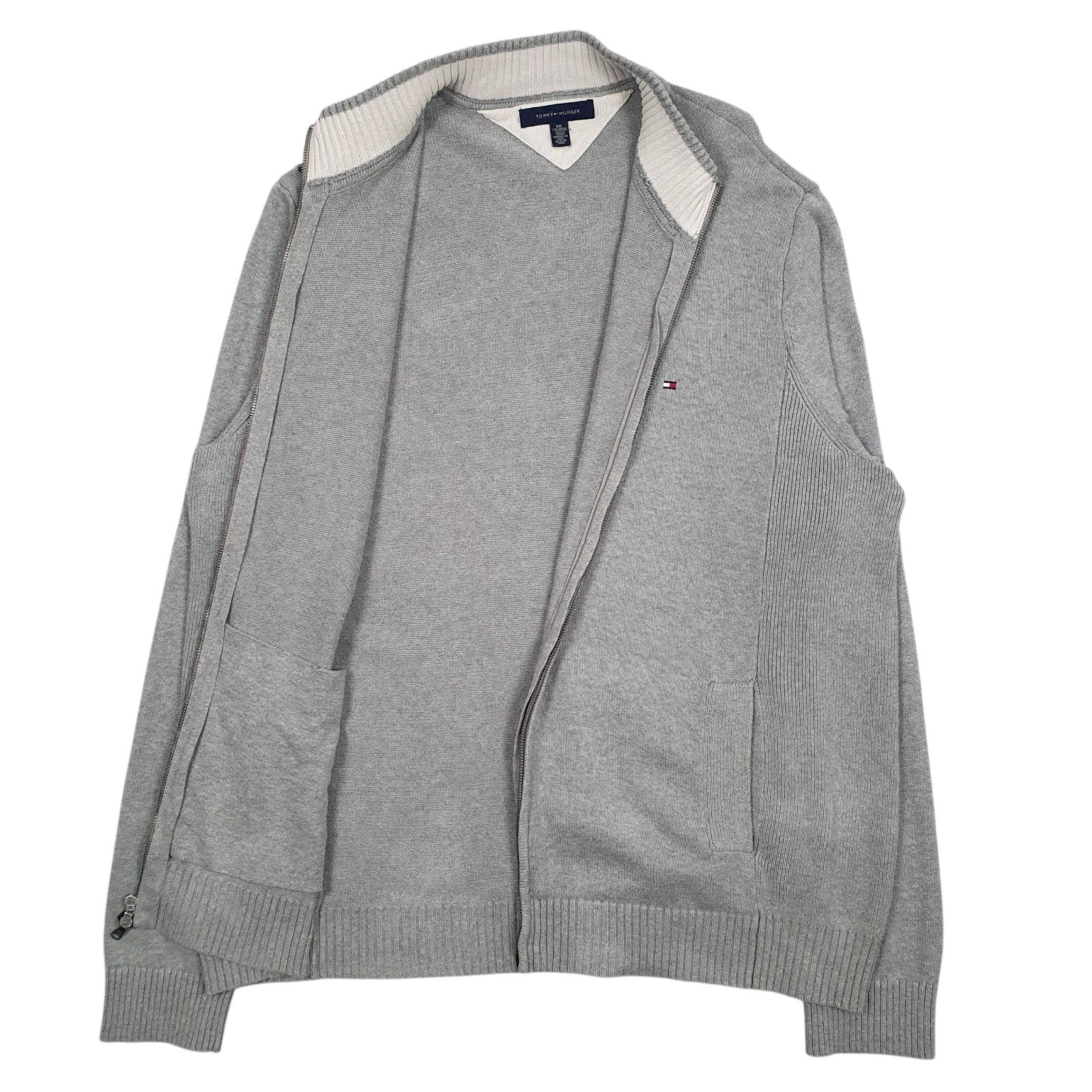 Mens Grey Tommy Hilfiger  V Neck Jumper