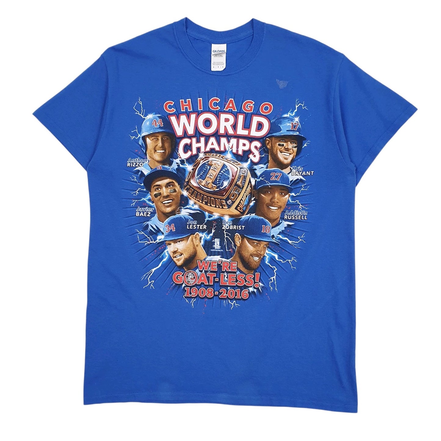 Mens Blue Gildan MLB Chicago World Series Short Sleeve T Shirt