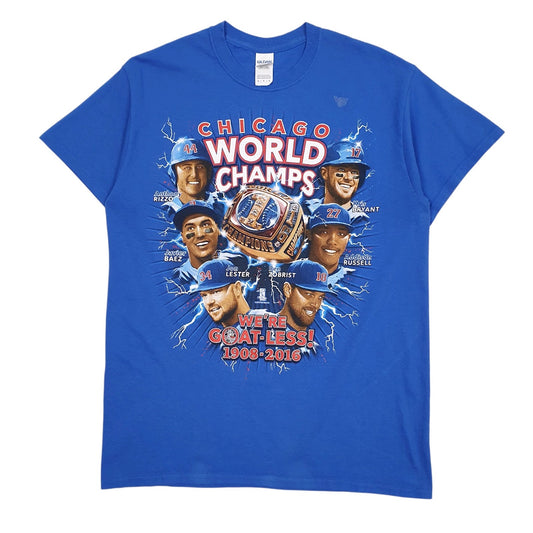 Mens Blue Gildan MLB Chicago World Series Short Sleeve T Shirt