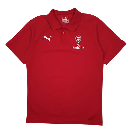 Mens Red Puma Arsenal FC Short Sleeve Polo Shirt