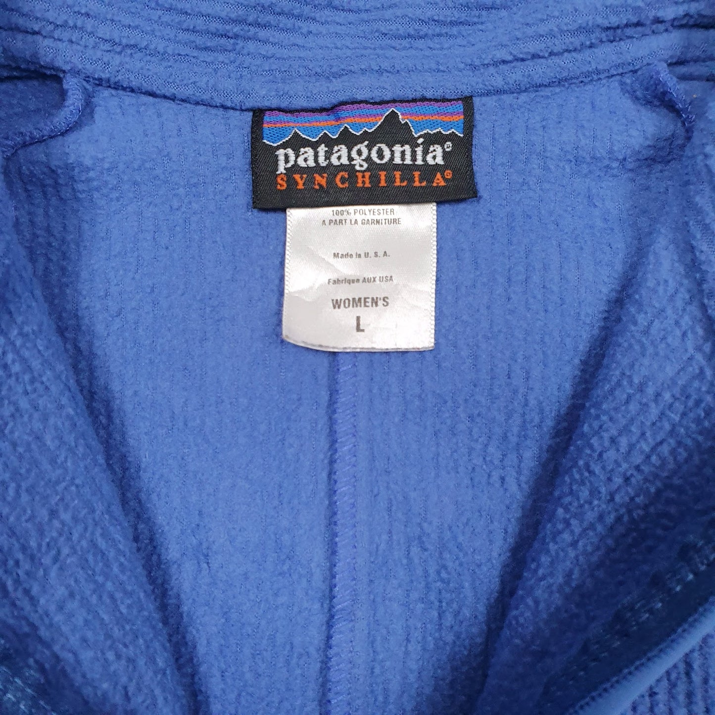 Womens Blue Patagonia Synchilla Vintage Made In USA Quarter Zip Jumper