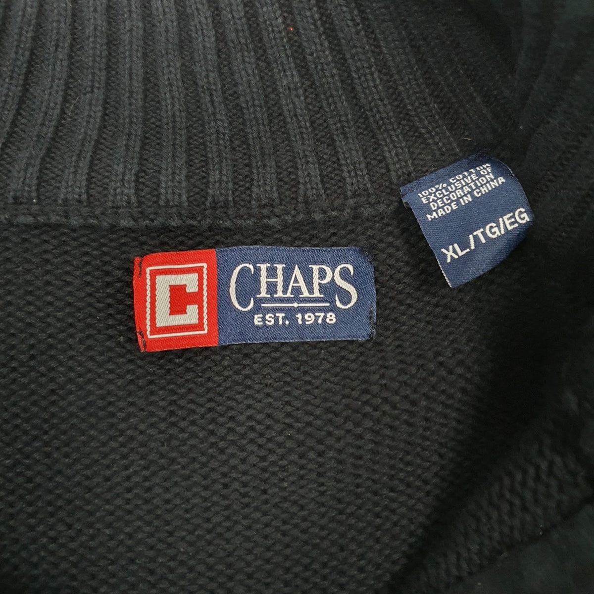 Mens Navy Chaps  Quarter Zip Jumper