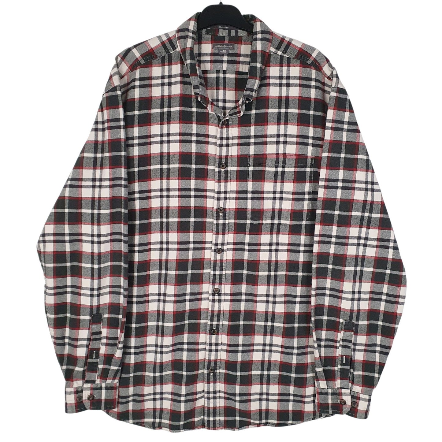 Mens Grey Eddie Bauer Flannel Long Sleeve Shirt