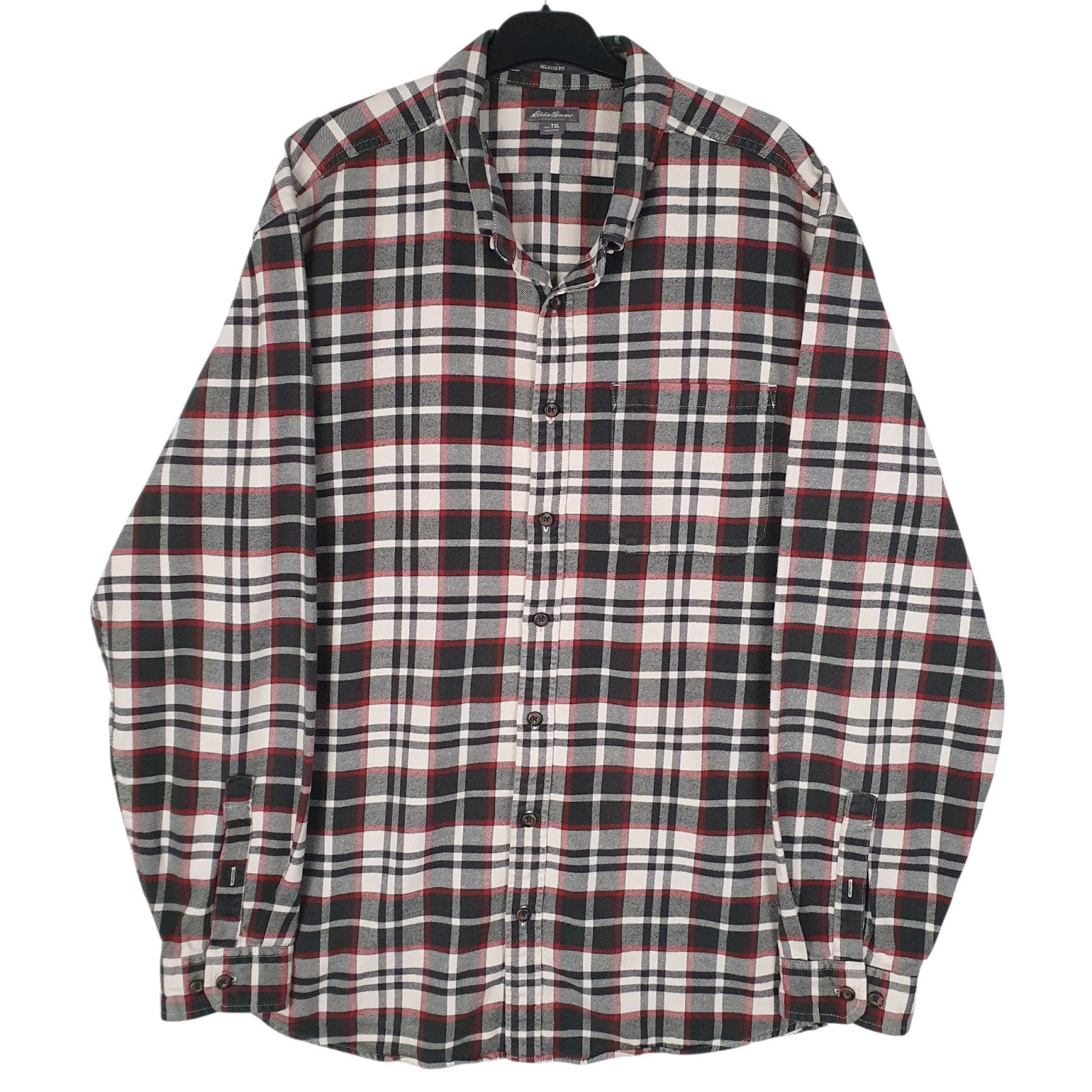 Mens Grey Eddie Bauer Flannel Long Sleeve Shirt