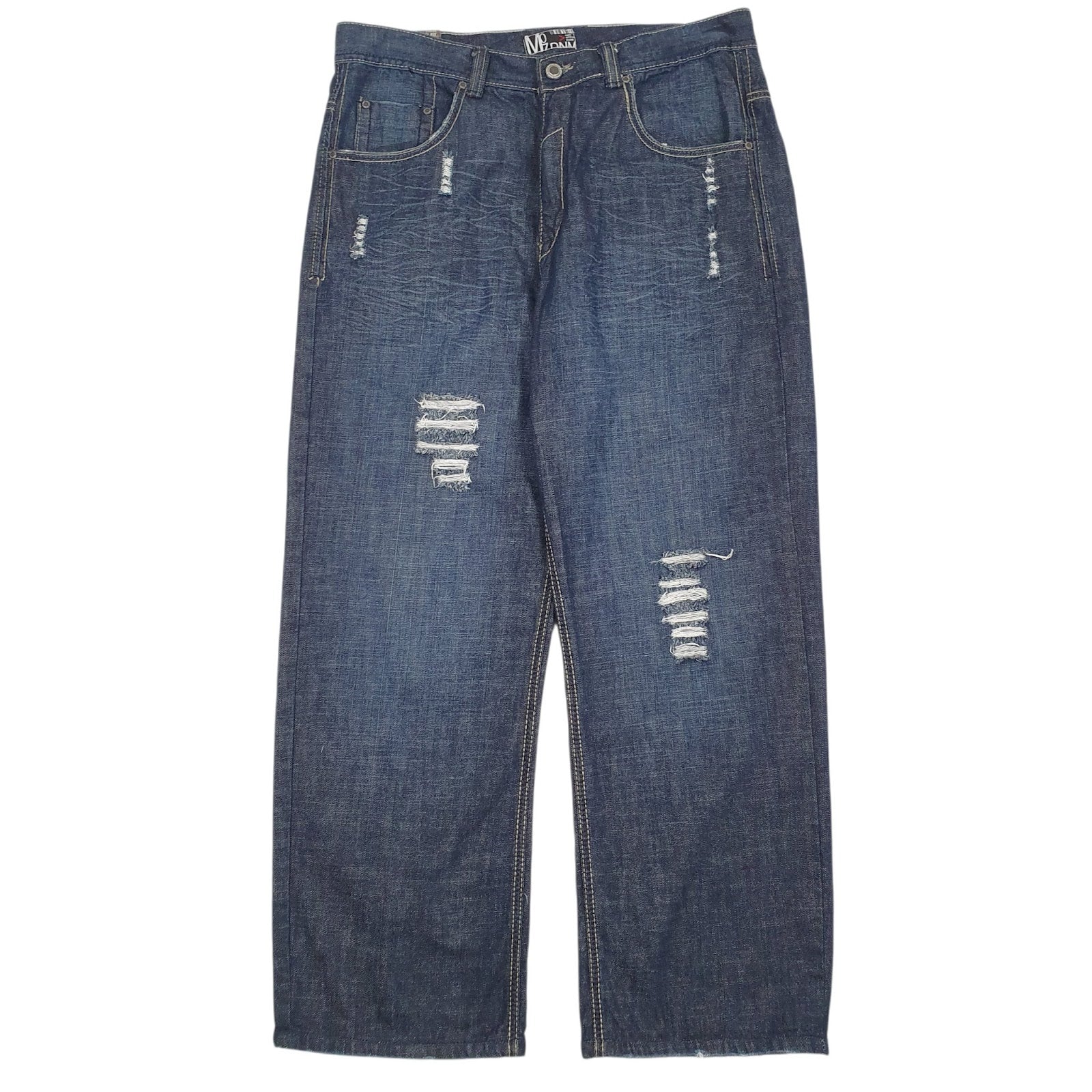 Mens Blue M07 Distressed Casual JeansW38 L32