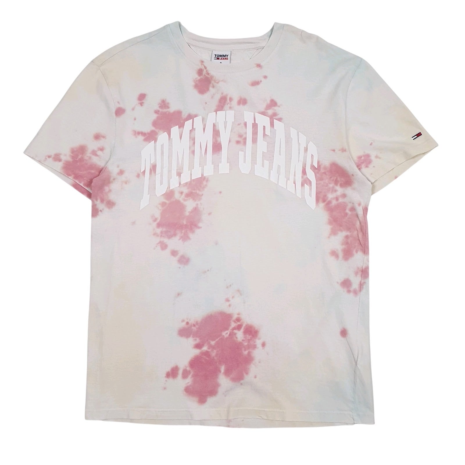 Mens White Tommy Hilfiger Spellout Tie Dye Short Sleeve T Shirt