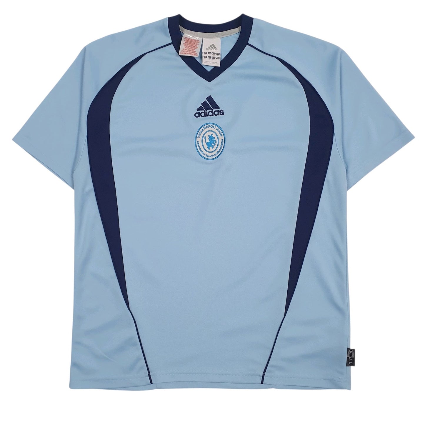 Mens Blue Adidas Active Wear Football Virtus Napoli Short Sleeve T Shirt