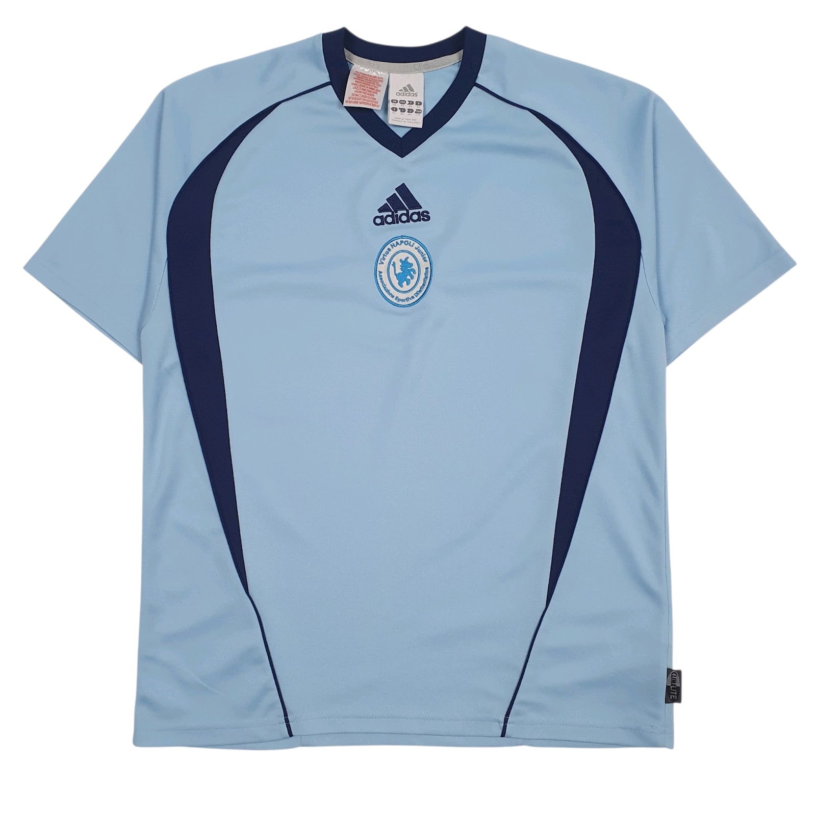 Mens Blue Adidas Active Wear Football Virtus Napoli Short Sleeve T Shirt