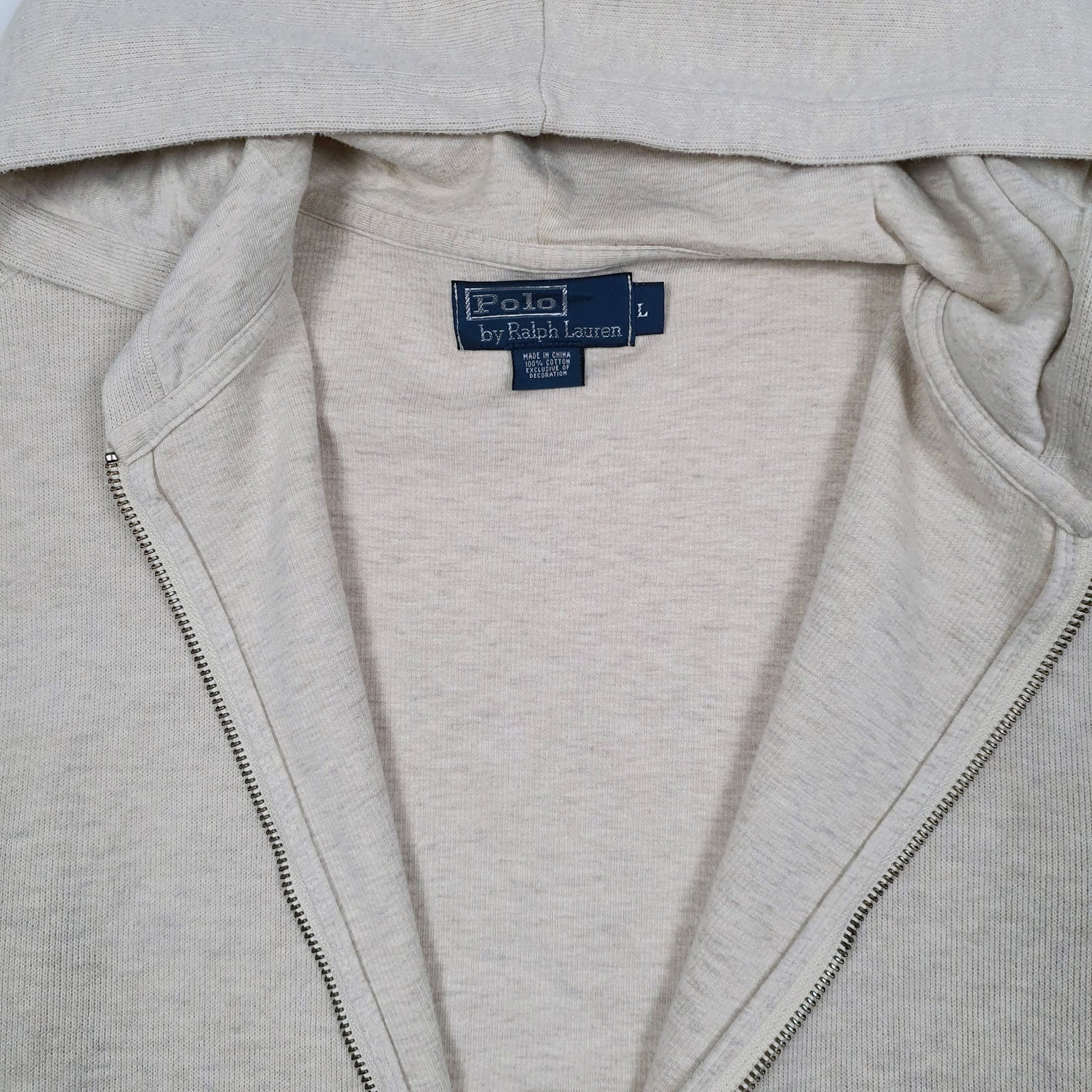 Mens Cream Polo Ralph Lauren Hoodie Full Zip Jumper