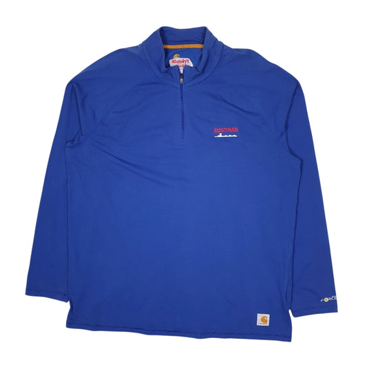 Mens Blue Carhartt Lightweight Thermal Quarter Zip Jumper