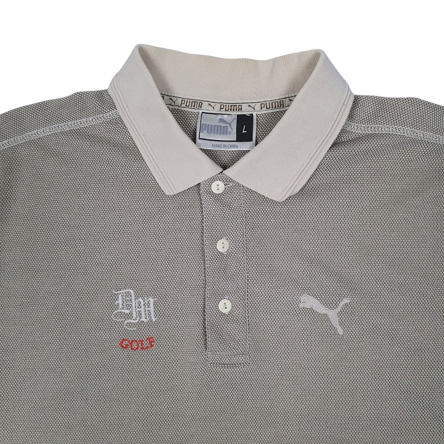 Mens Beige Puma Golf Hoodie Polo Shirt