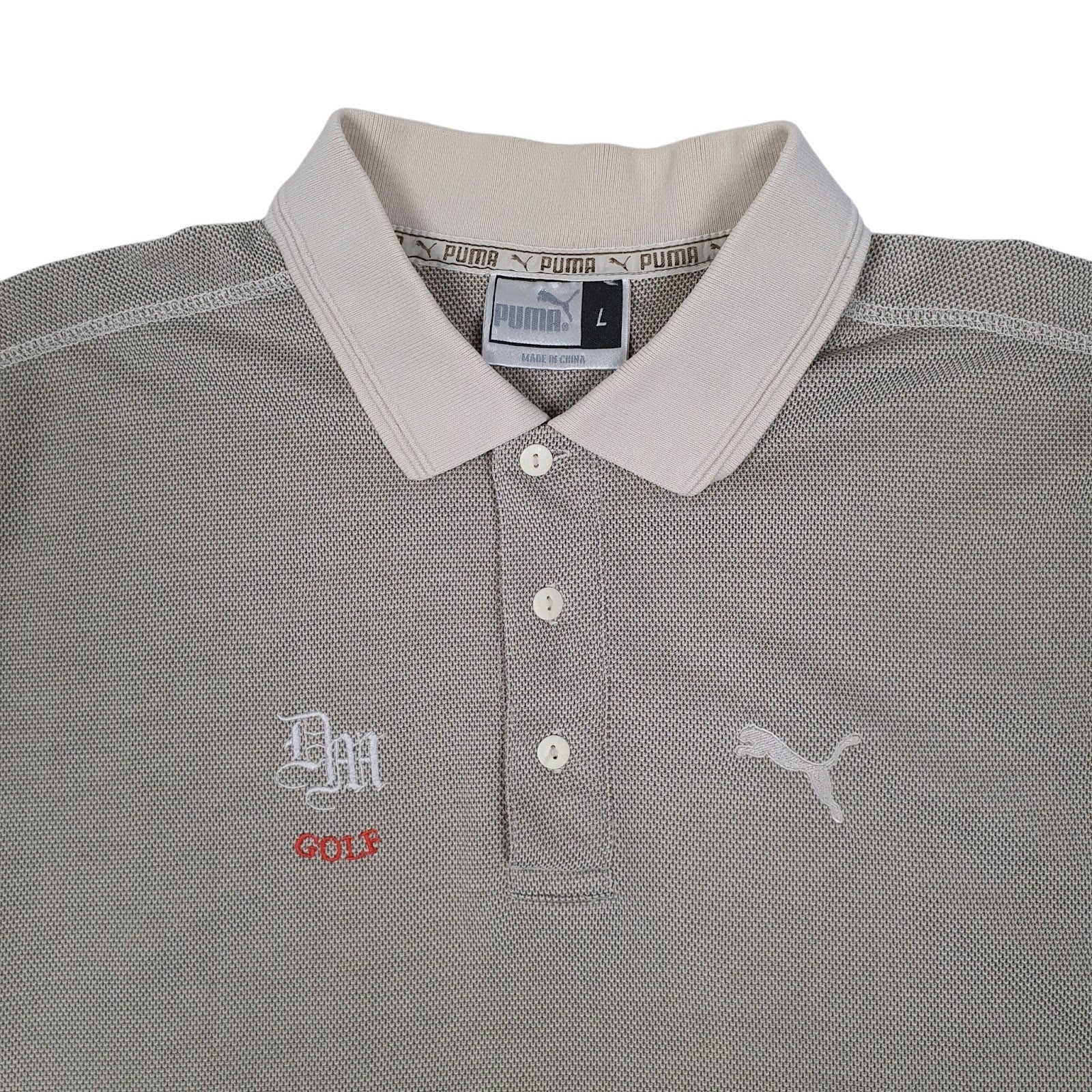 Mens Beige Puma Golf Hoodie Polo Shirt
