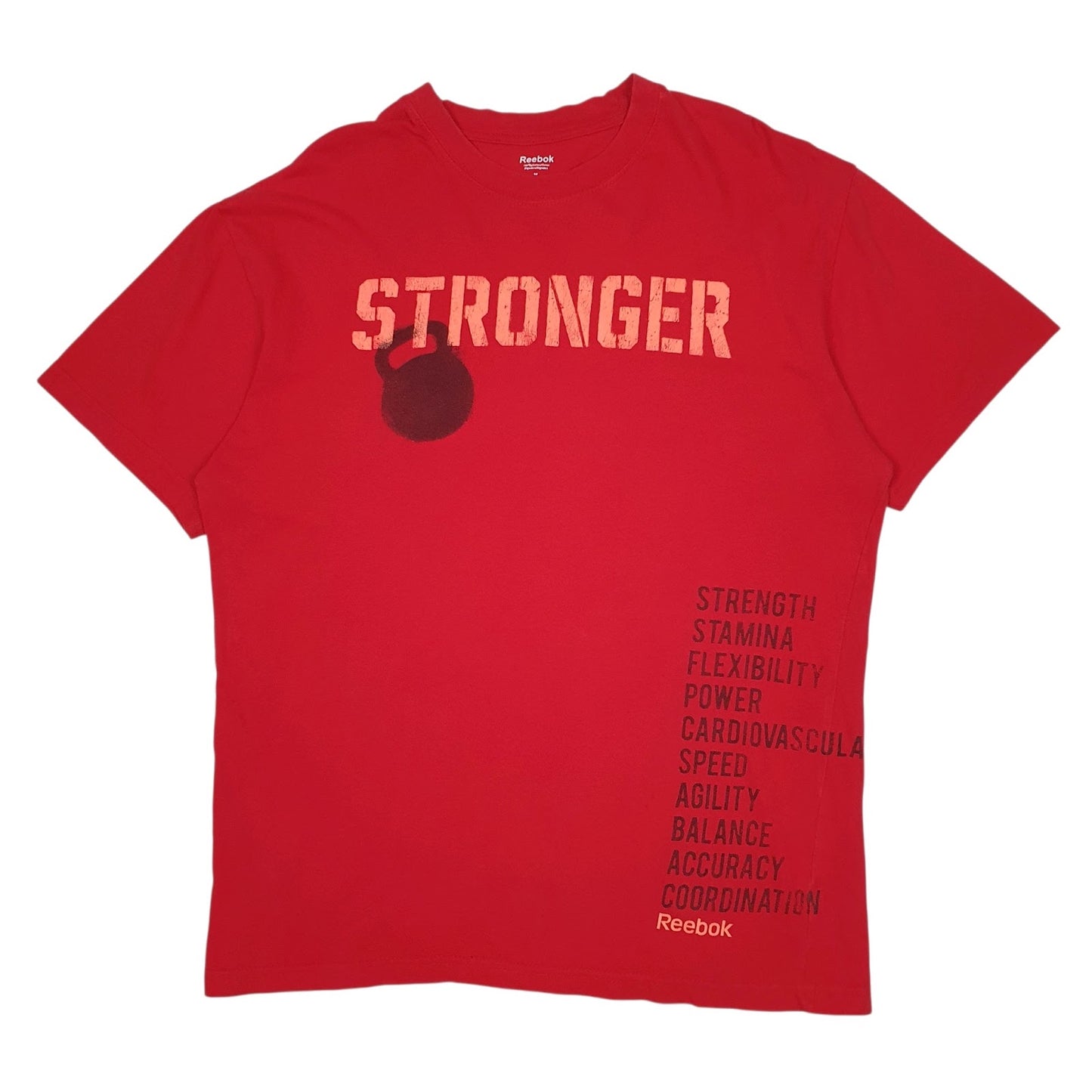 Mens Red Reebok Stronger Weightlifting Short Sleeve T Shirt