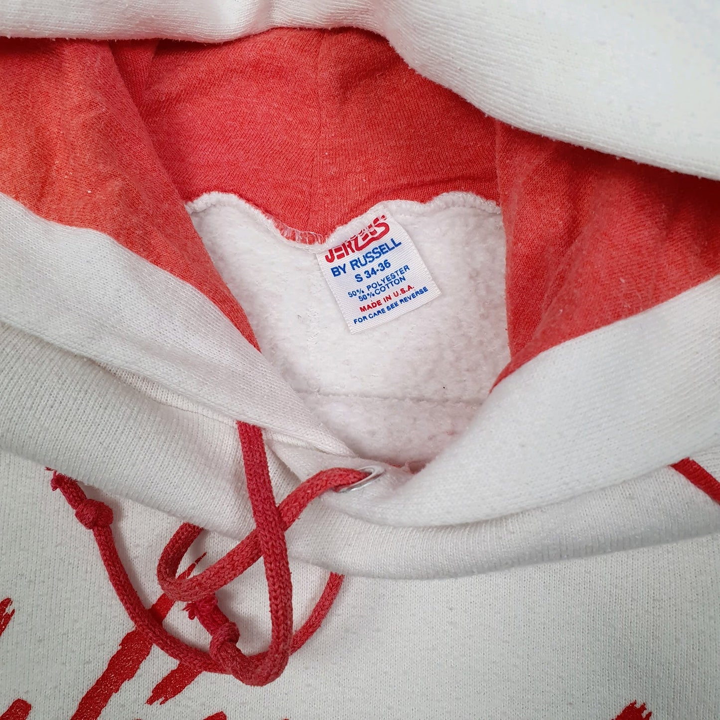 Mens White Jerzees Vintage 1980s Made In USA Wisconsin Hoodie Jumper