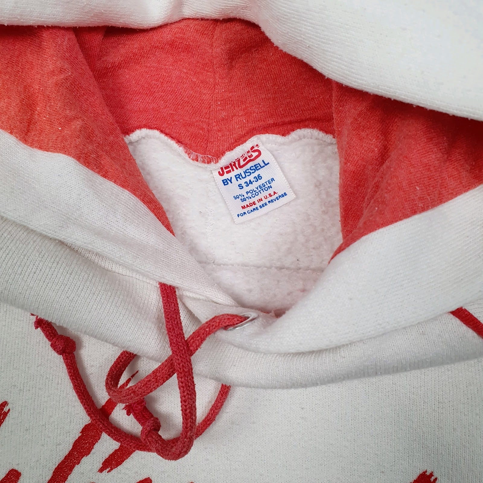 Mens White Jerzees Vintage 1980s Made In USA Wisconsin Hoodie Jumper