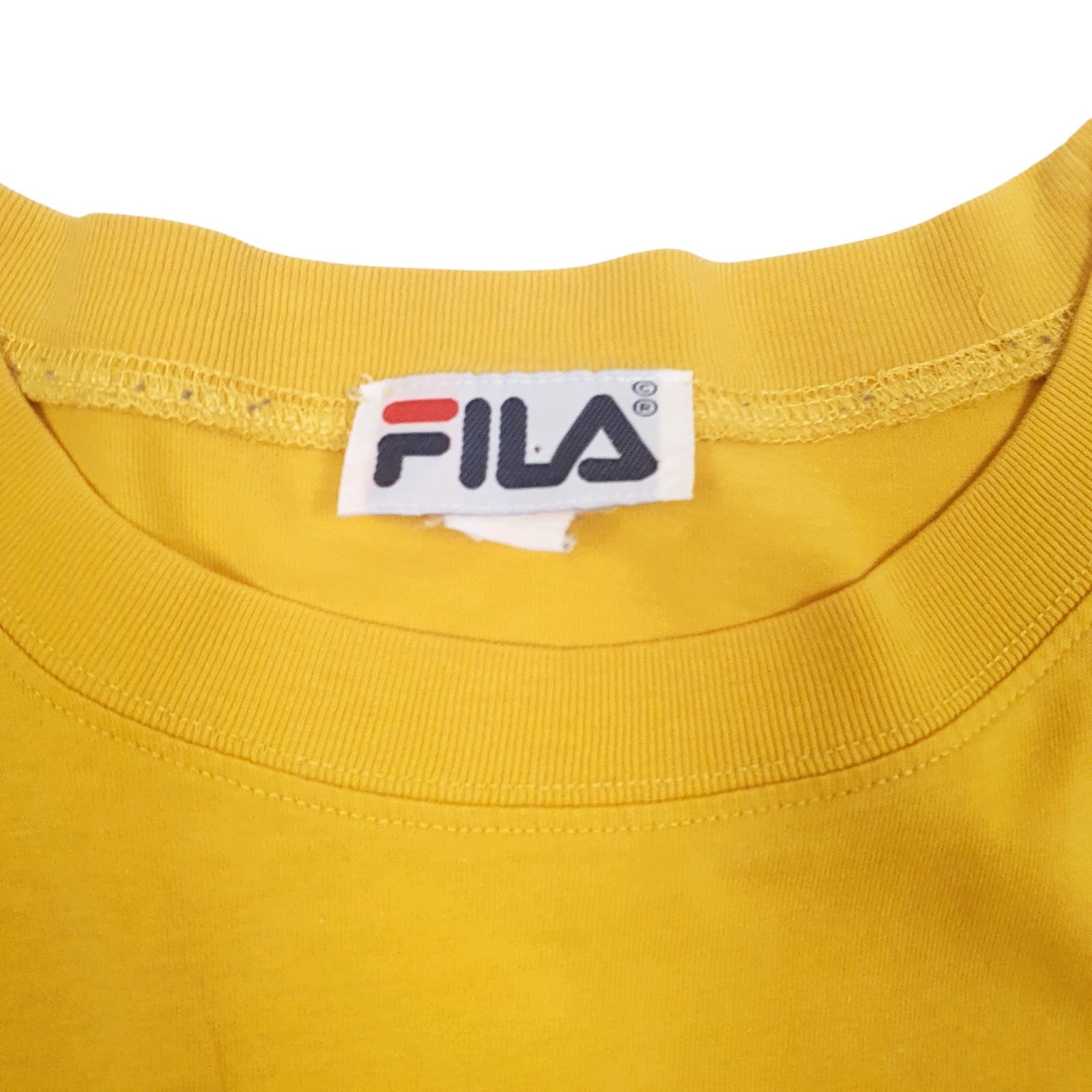 Mens Yellow Fila Vintage 90s  T Shirt