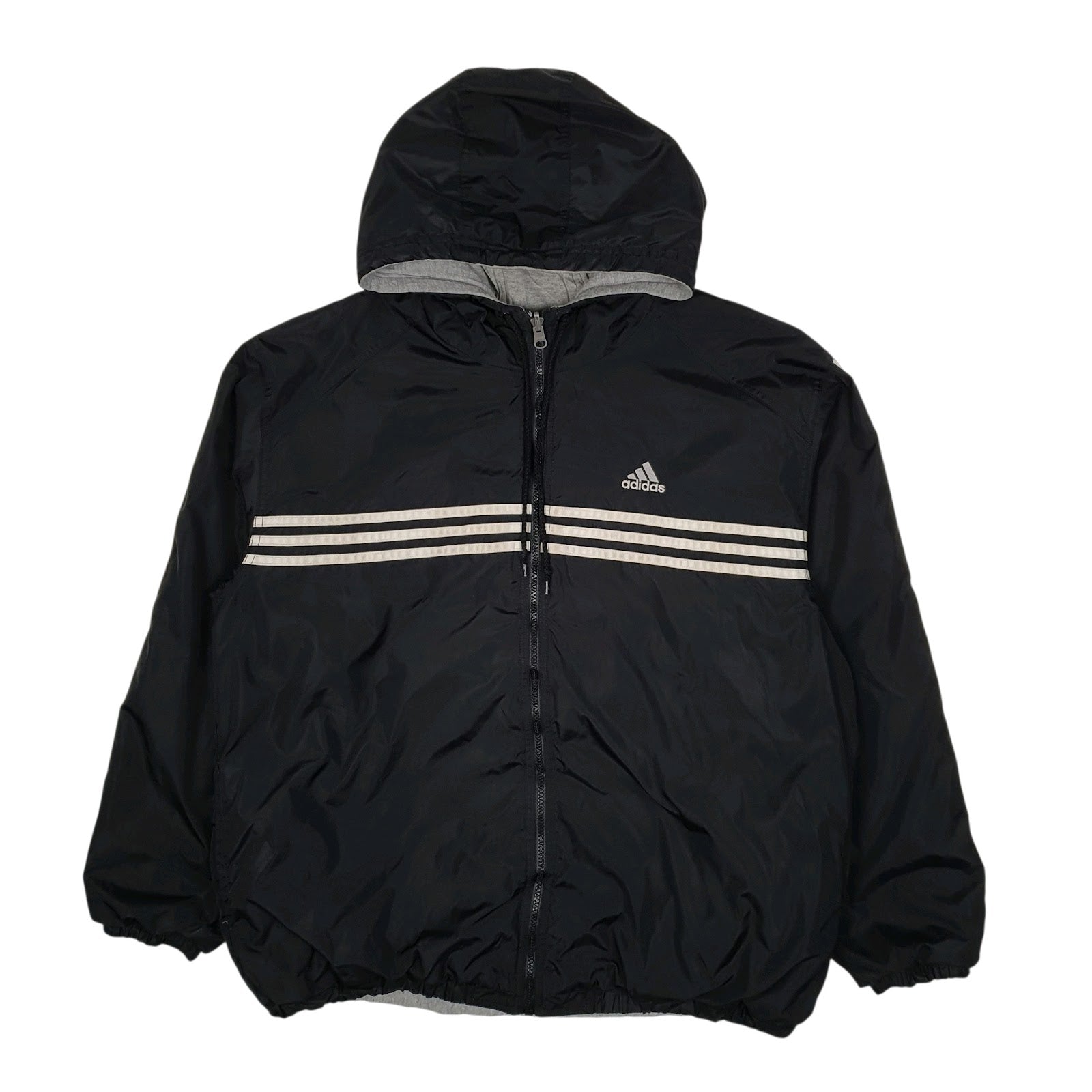 Mens Black Adidas Vintage 90s Reversible Crewneck Coat