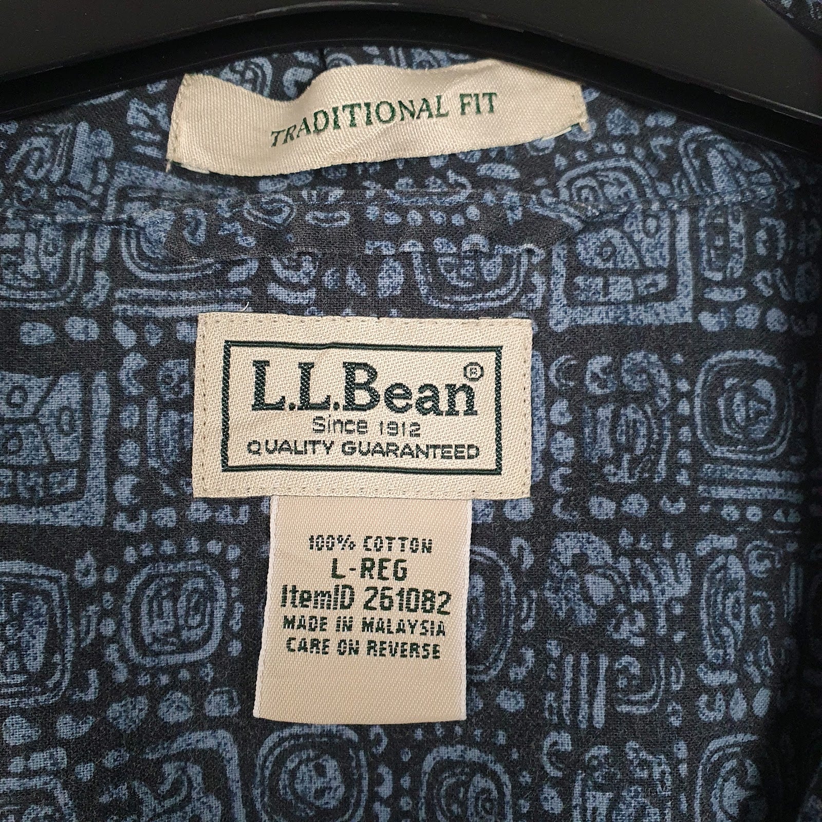 Mens Blue L.L.Bean Aztec  Shirt