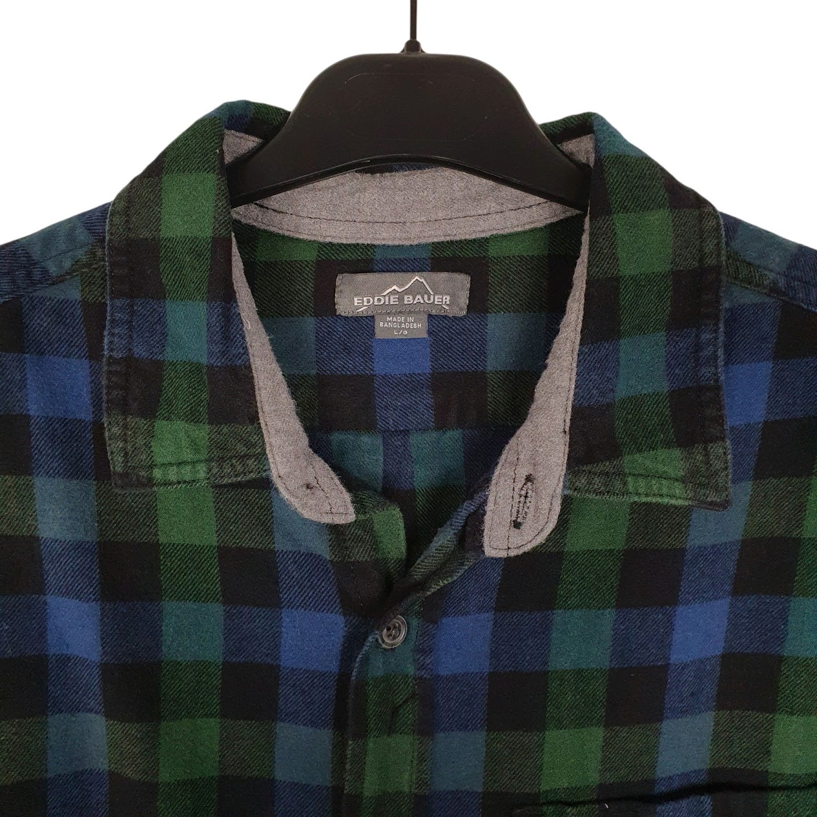 Mens Blue Eddie Bauer Heavyweight Plaid Flannel  Shirt