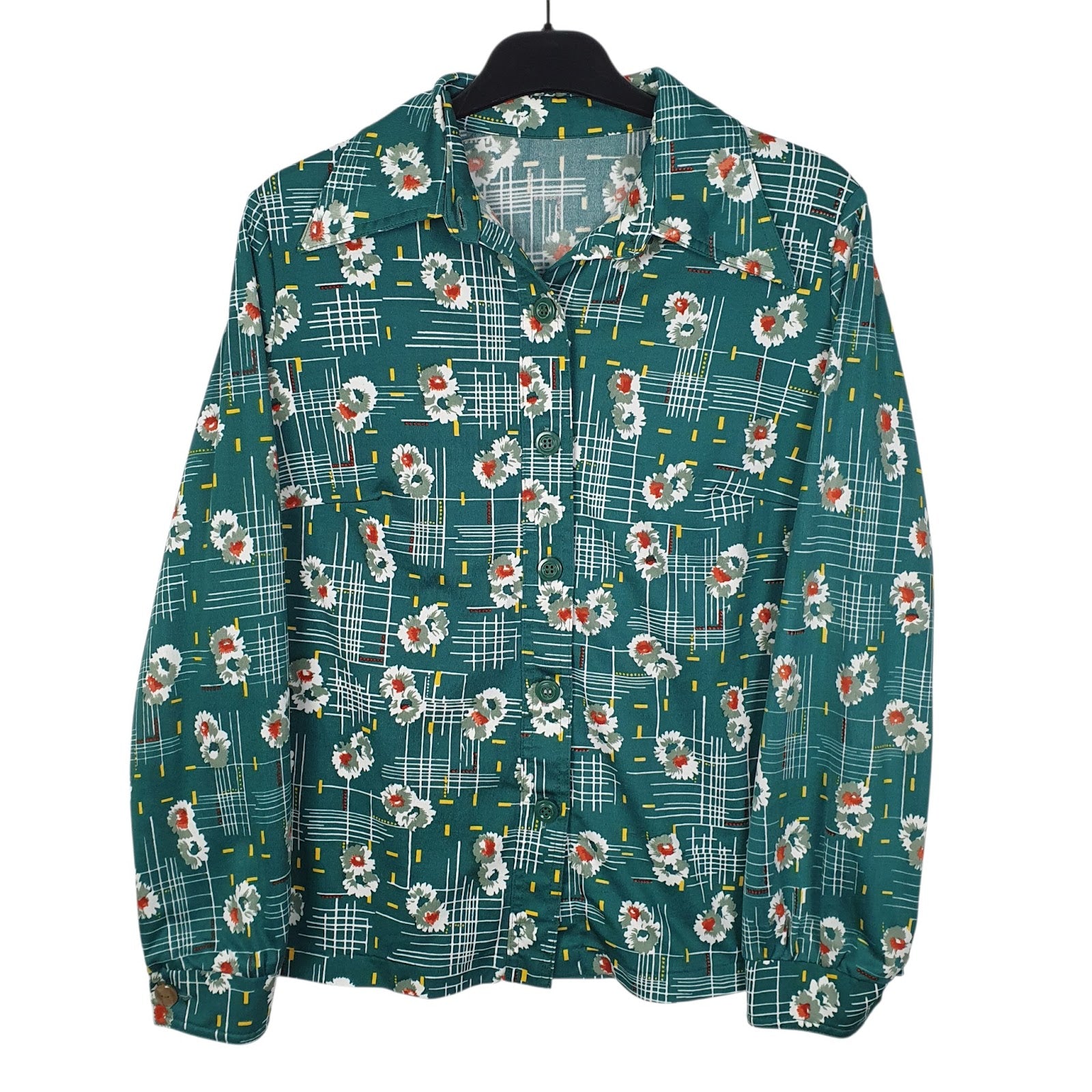 Womens Green Unbranded Floral Long Sleeve Shirt