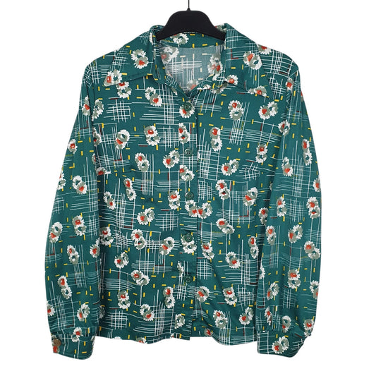 Womens Green Unbranded Floral Long Sleeve Shirt