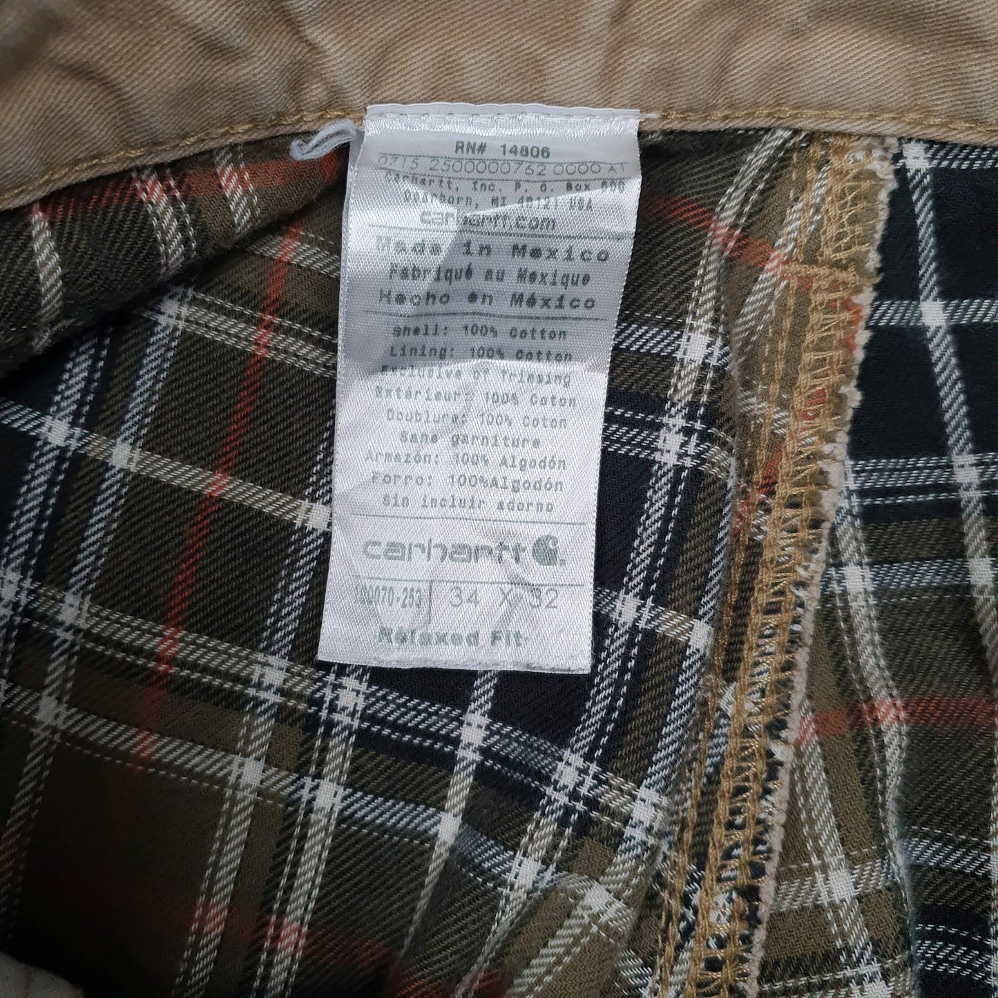 Mens Brown Carhartt Blanket Lined  Trousers