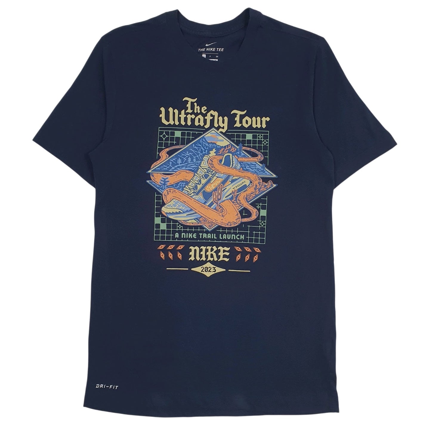 Mens Navy Nike Dri-Fit The Ultrafly Tour Short Sleeve T Shirt