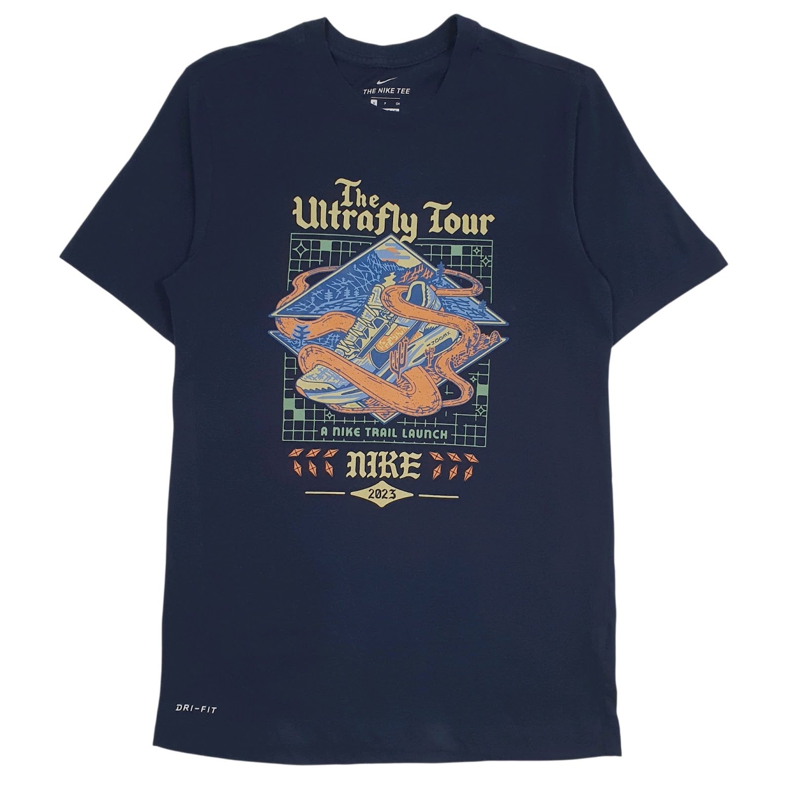 Mens Navy Nike Dri-Fit The Ultrafly Tour Short Sleeve T Shirt