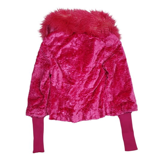 Womens Pink Bray Steve Alan Fluffy Faux Fur  Coat