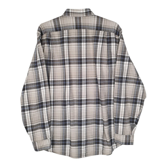 Mens Grey Eddie Bauer Heavyweight Plaid Flannel  Shirt