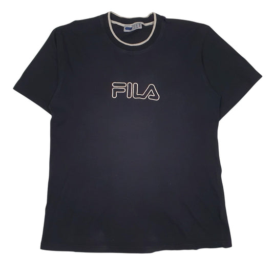Mens Black Fila Spellout Short Sleeve T Shirt