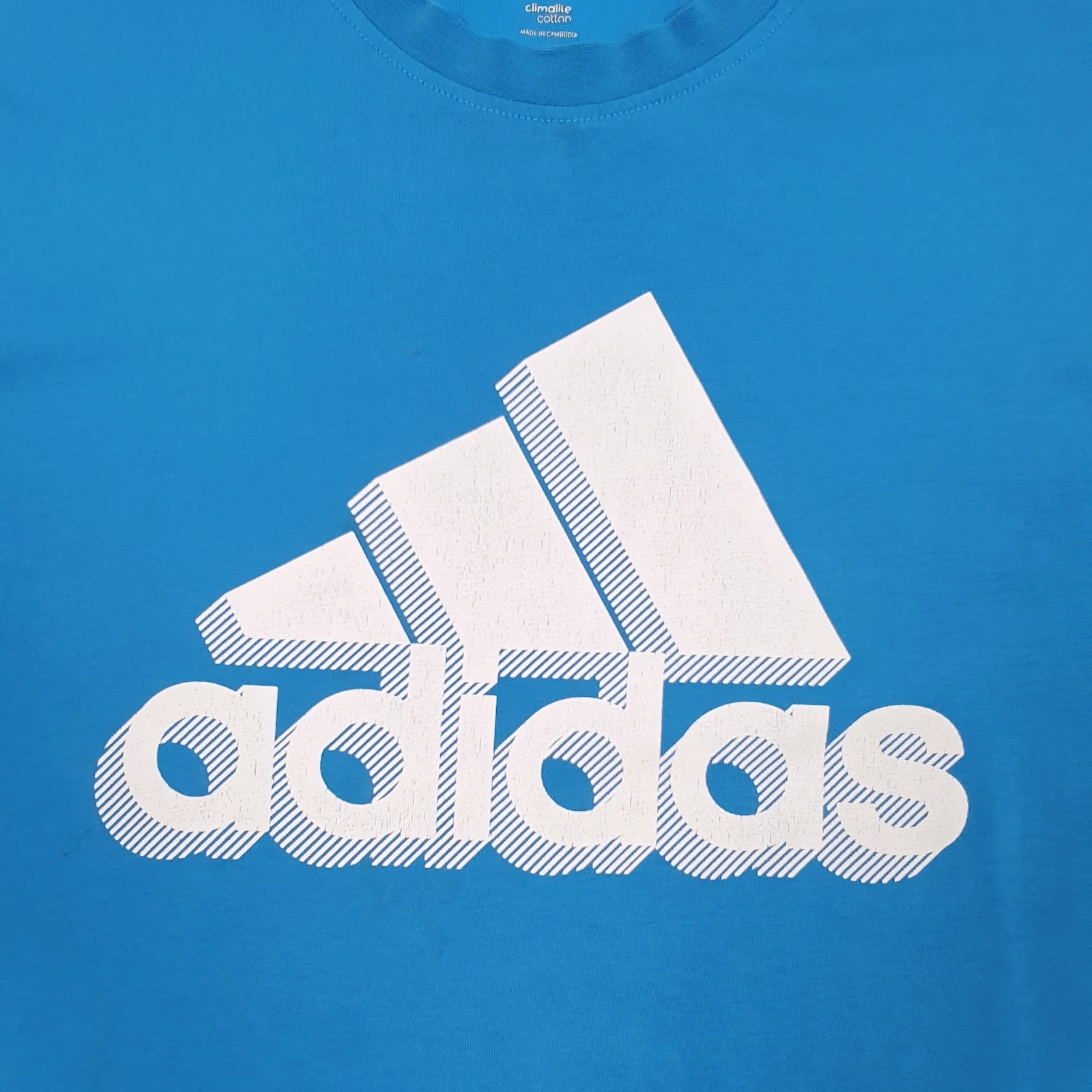 Mens Blue Adidas Spellout Climalite  T Shirt