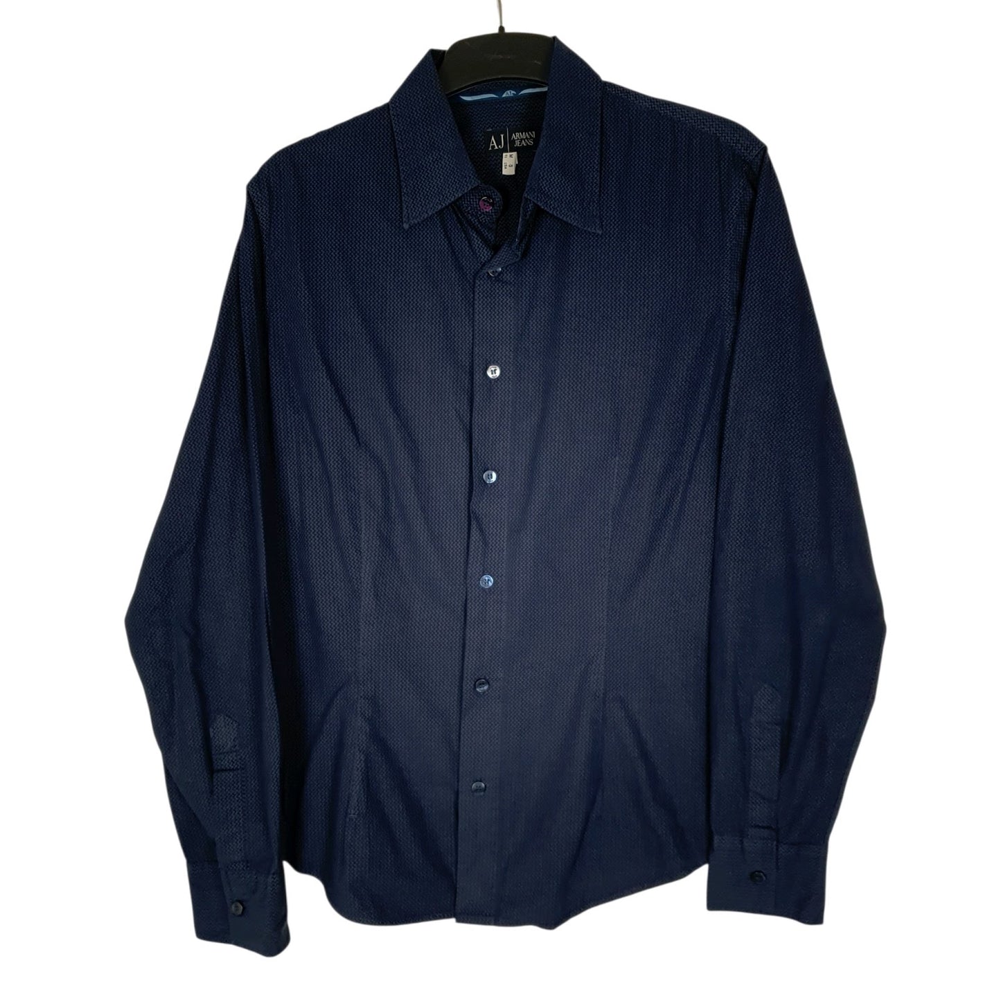 Mens Navy Armani  Long Sleeve Shirt
