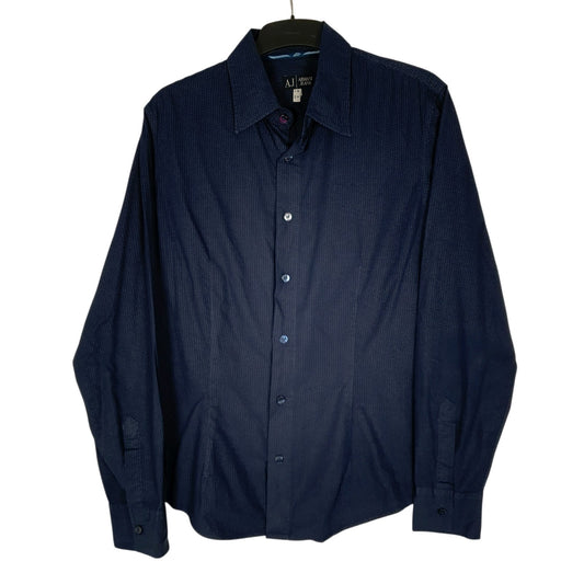 Mens Navy Armani  Long Sleeve Shirt