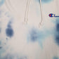 Mens White Champion Tie Dye Oversized Lightweight Hoodie Jumper