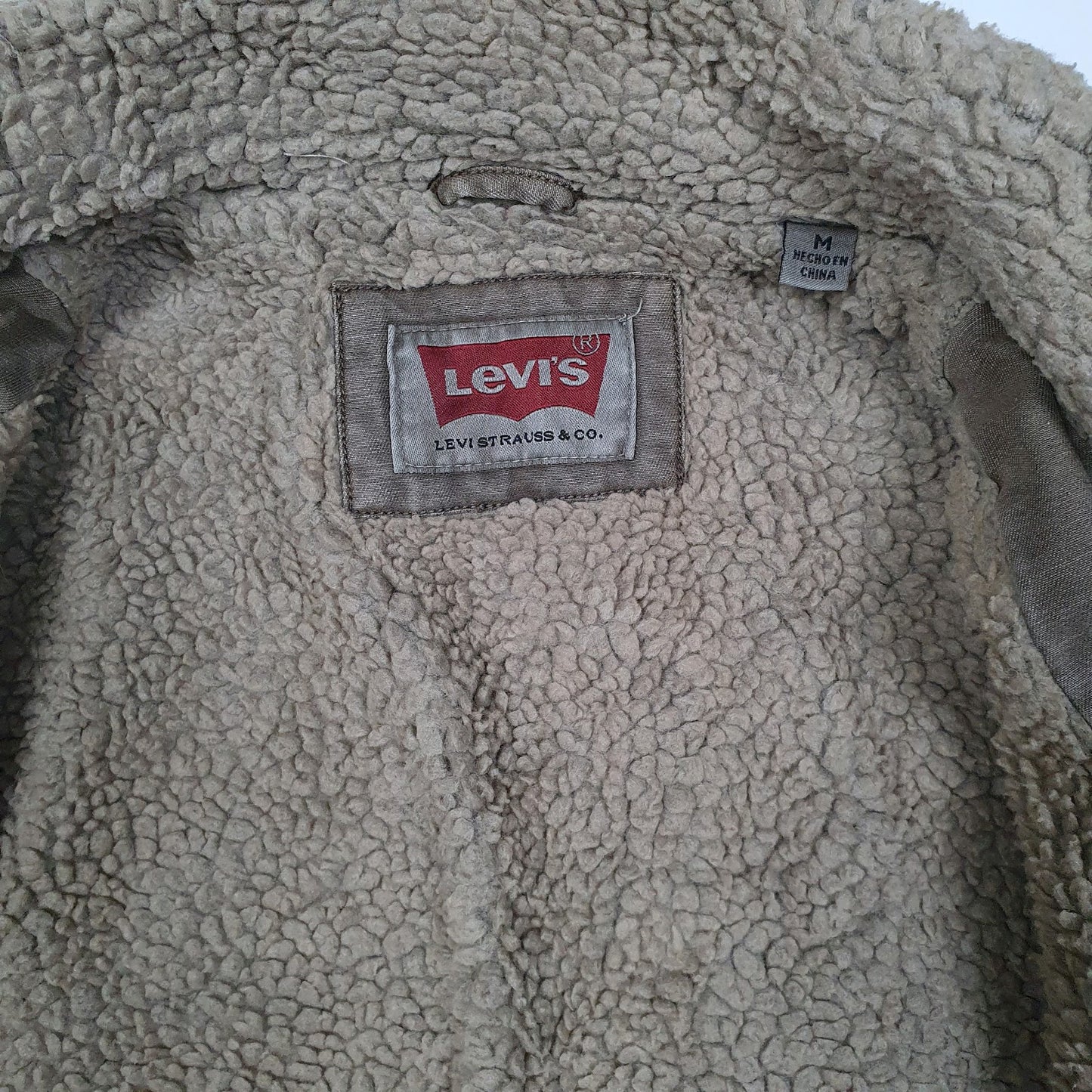 Mens Brown Levis Workwear Sherpa Lined Windbreaker  Coat