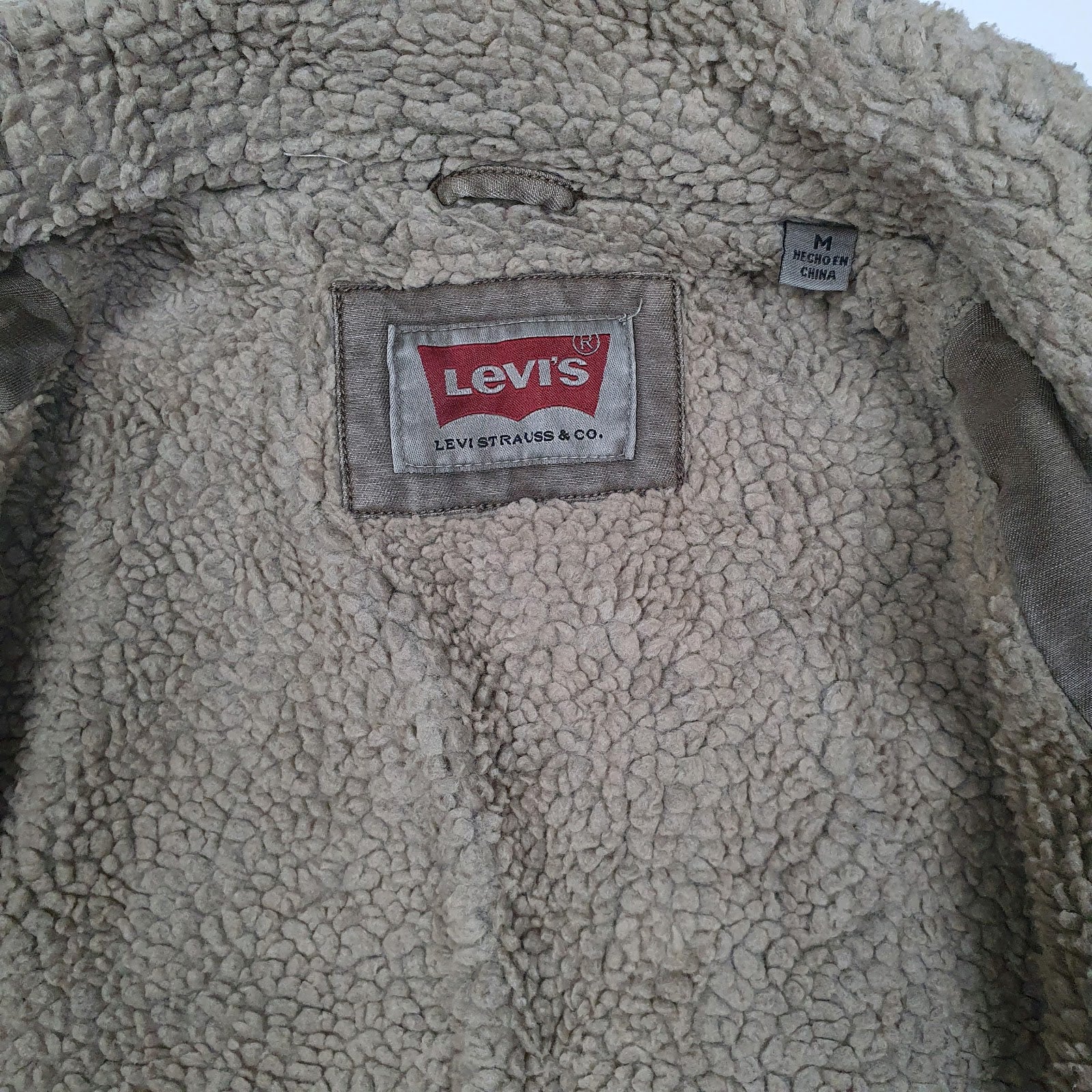 Mens Brown Levis Workwear Sherpa Lined Windbreaker  Coat