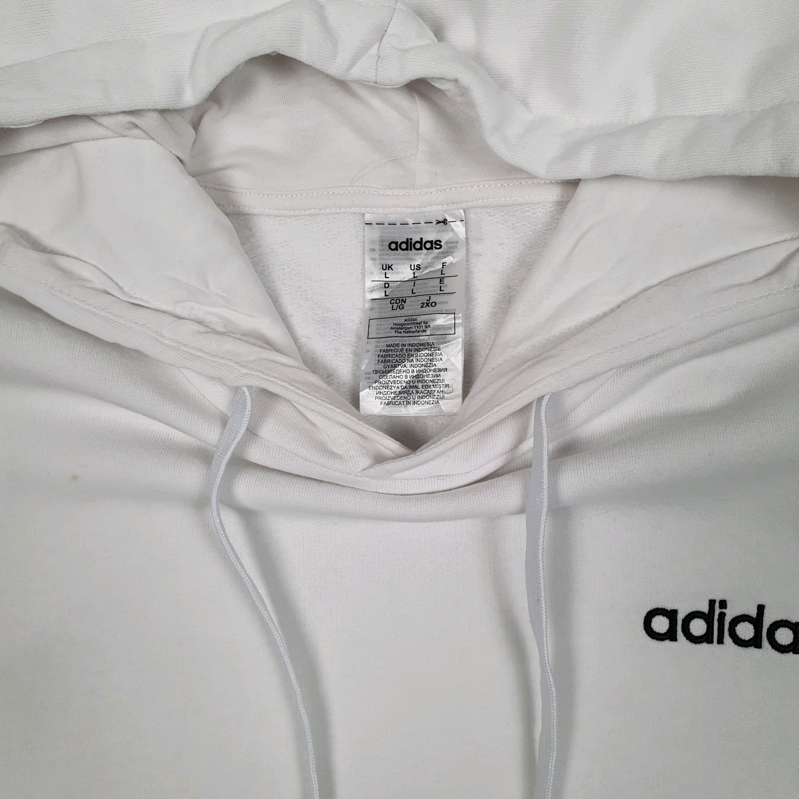 Mens White Adidas  Hoodie Jumper