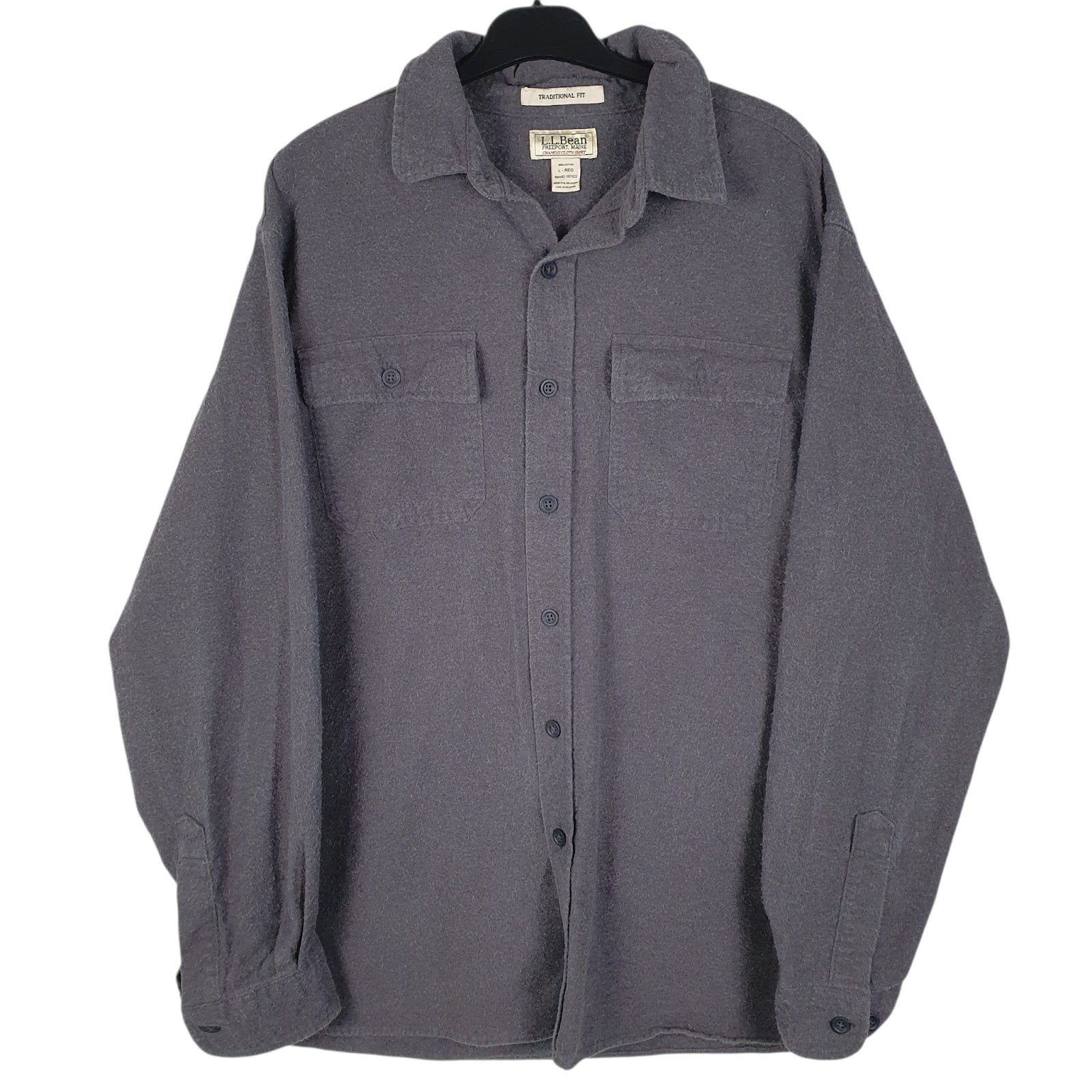 Mens Grey L.L.Bean Chamois Long Sleeve Shirt