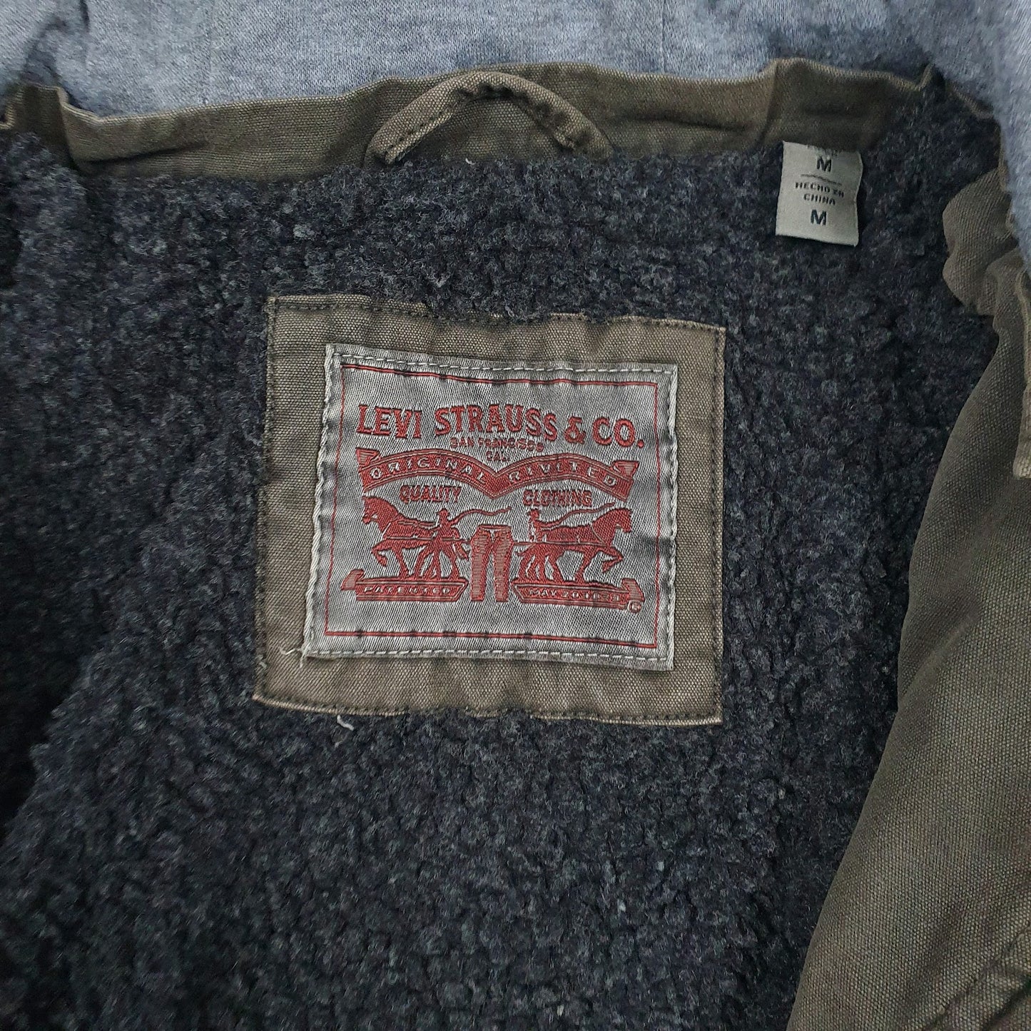 Mens Green Levis Sherpa Lined  Coat