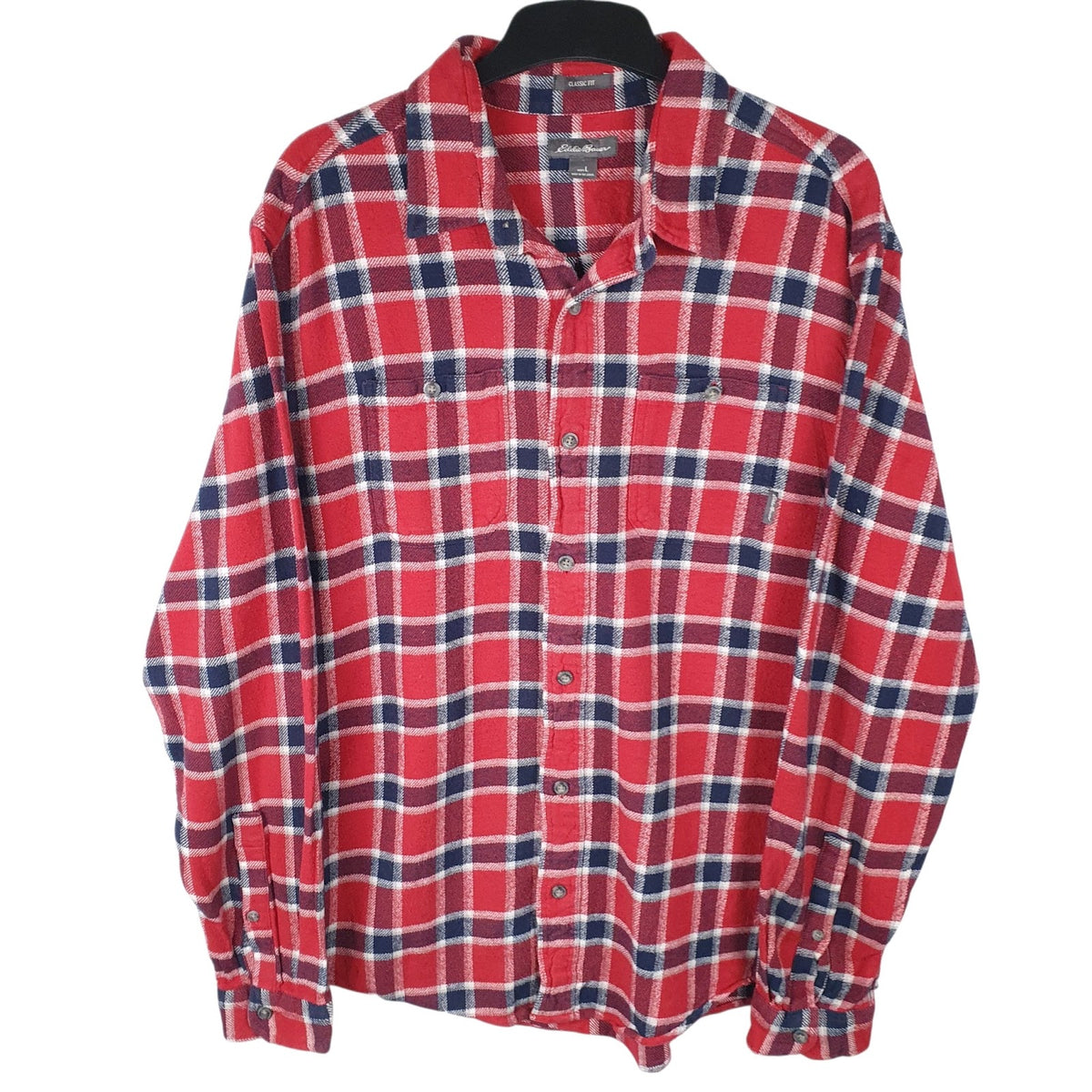 Mens Red Eddie Bauer Flannel Long Sleeve Shirt