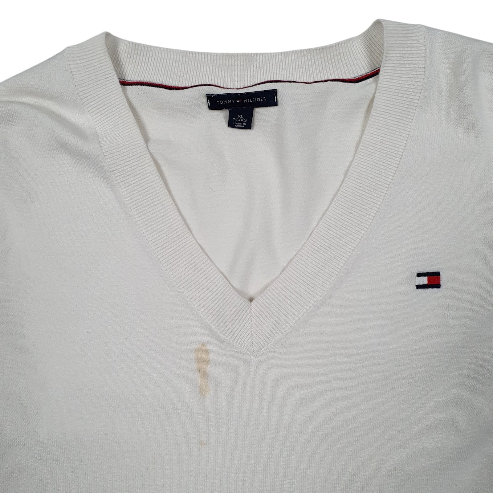 Womens White Tommy Hilfiger  V Neck Jumper