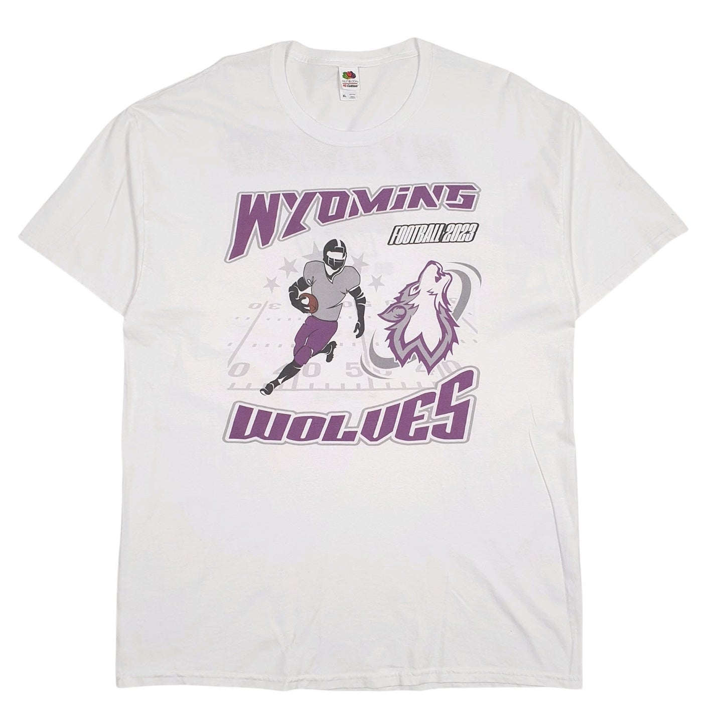 Mens White Fruit Of The Loom Wyoming Wolves Football Short Sleeve T Shirt
