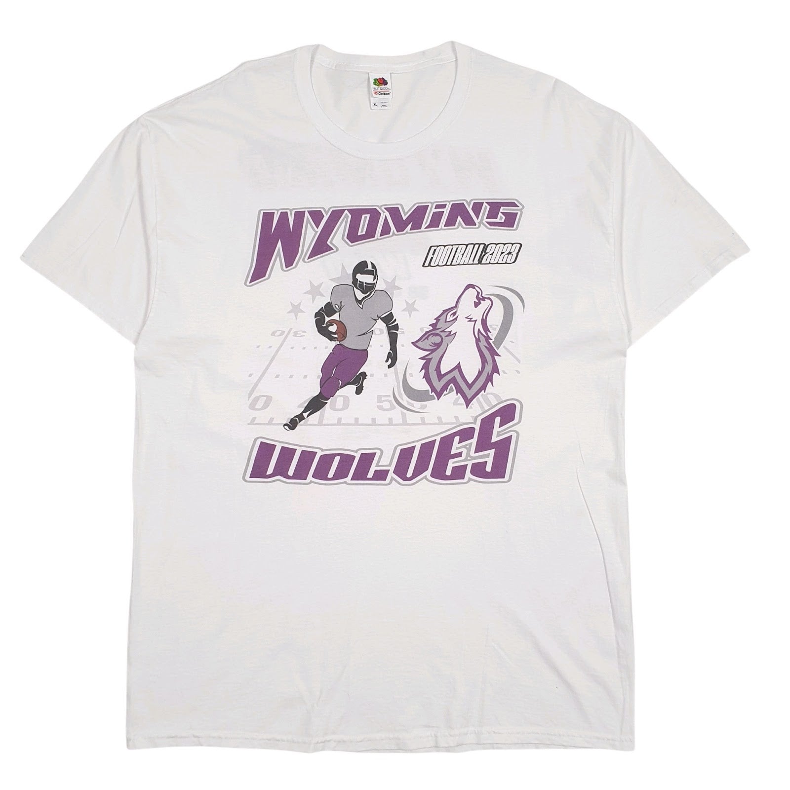 Mens White Fruit Of The Loom Wyoming Wolves Football Short Sleeve T Shirt