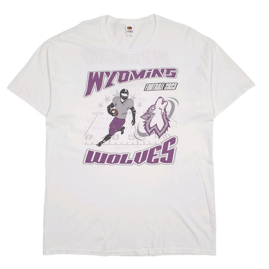 Mens White Fruit Of The Loom Wyoming Wolves Football Short Sleeve T Shirt