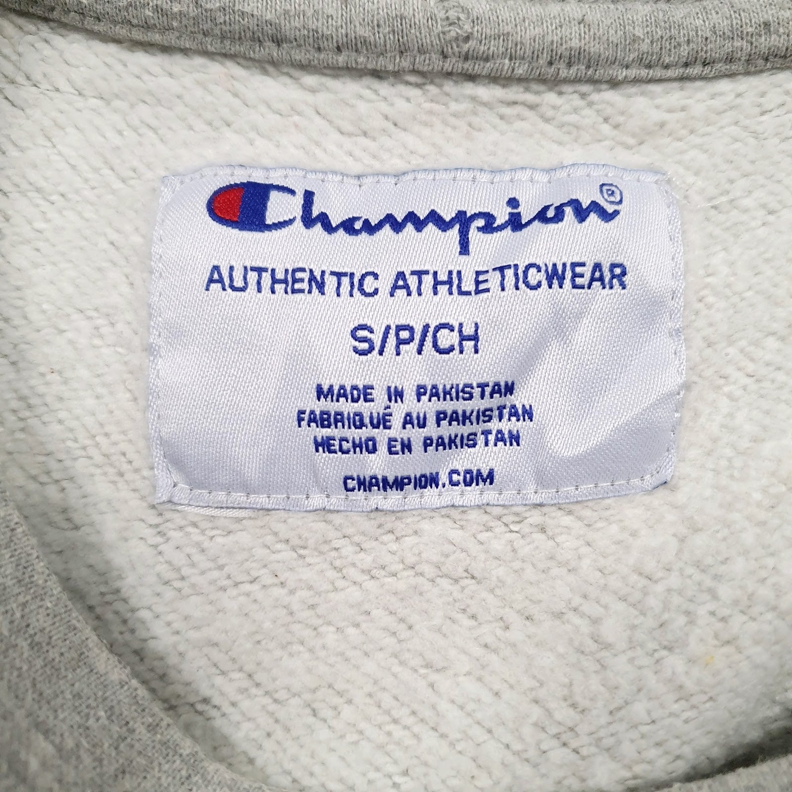 Mens Grey Champion Spellout Crewneck Jumper